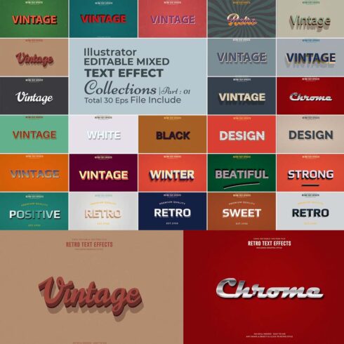 Editable Retro Vector Text Effect cover image.