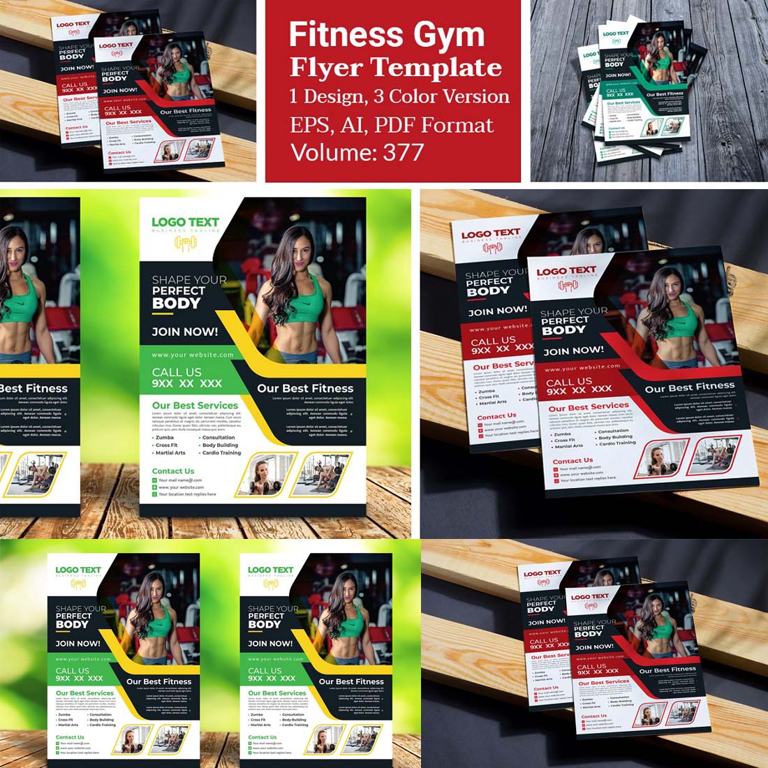 Fitness & Gym Flyer Templates cover image.