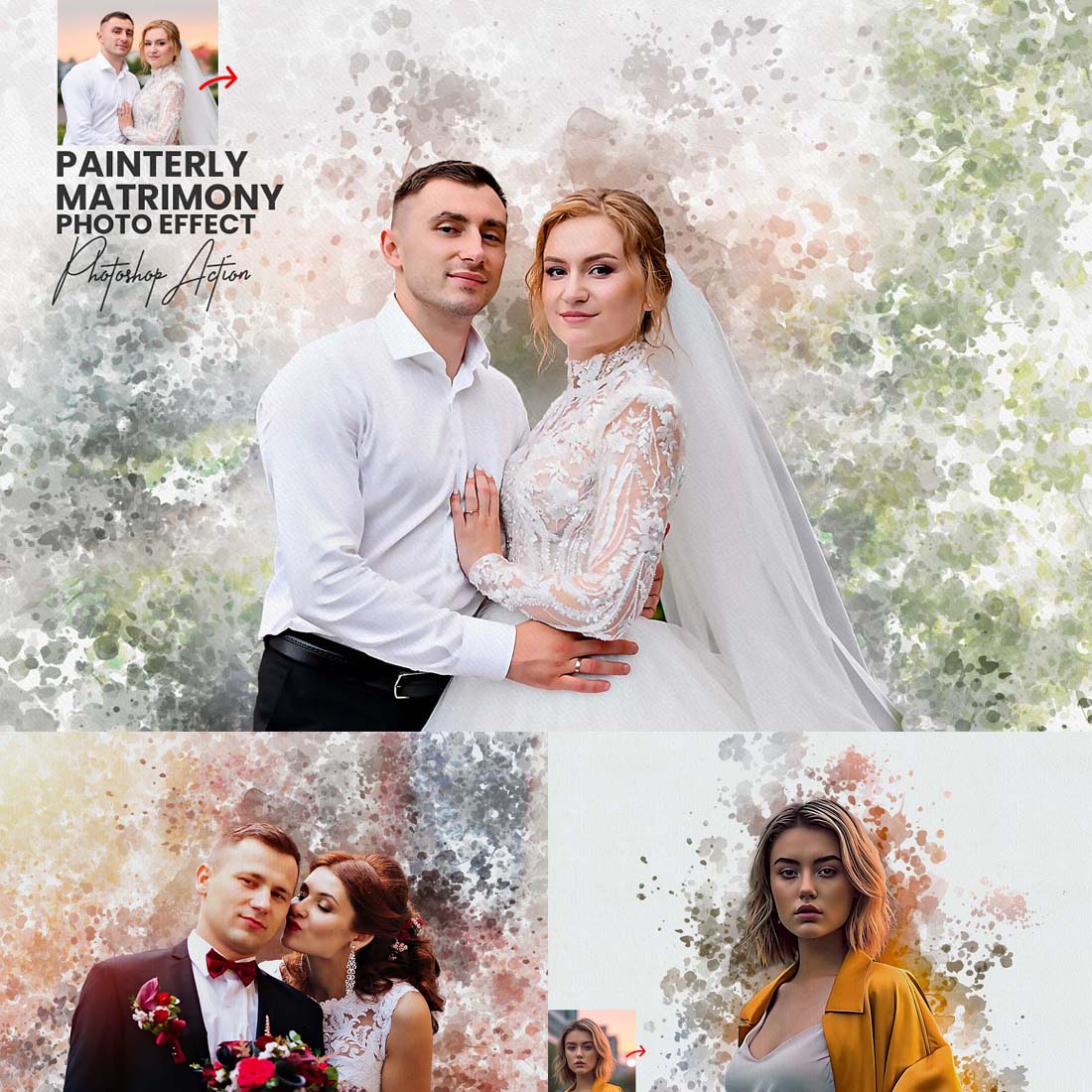 Painterly Matrimony Photoshop Action cover image.