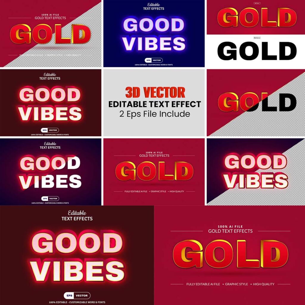 Vector Editable 3D Text Effect - MasterBundles