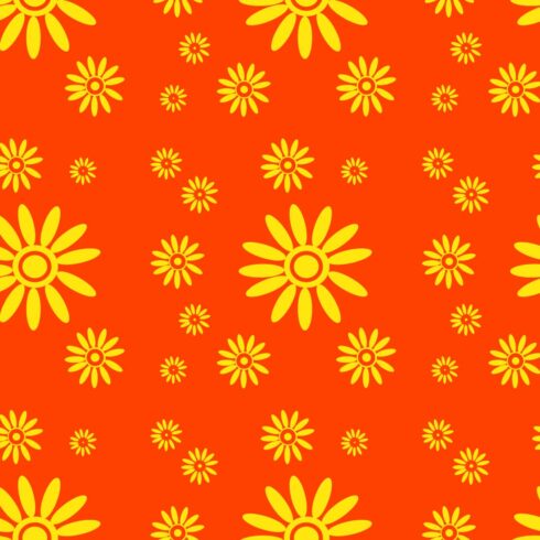 Orange color pattern with yellow flowers for fabrics, textiles, backgrounds and stationery cover image.