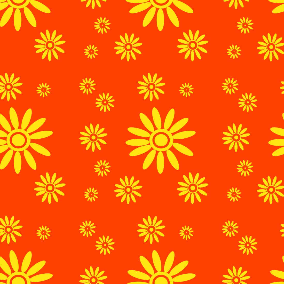 Orange color pattern with yellow flowers for fabrics, textiles, backgrounds and stationery cover image.