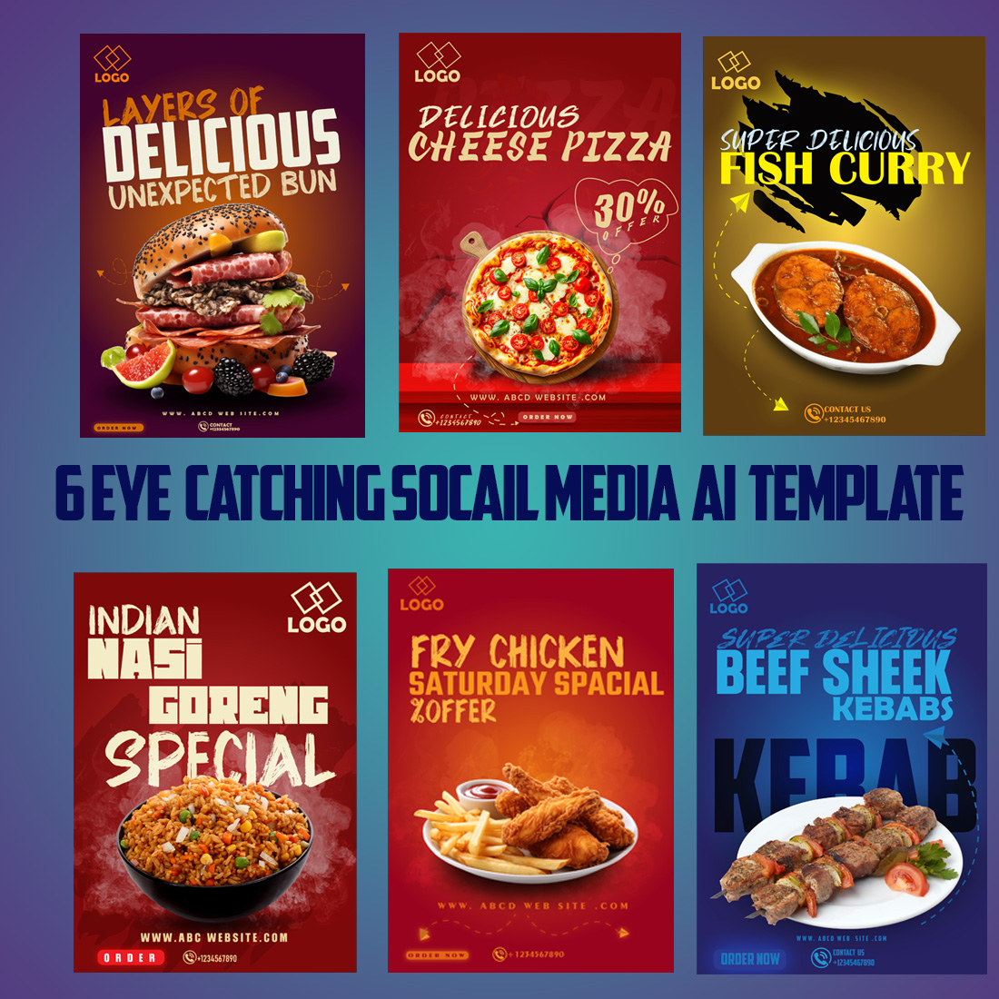 6 Eye Catching Social Media Al Template cover image.