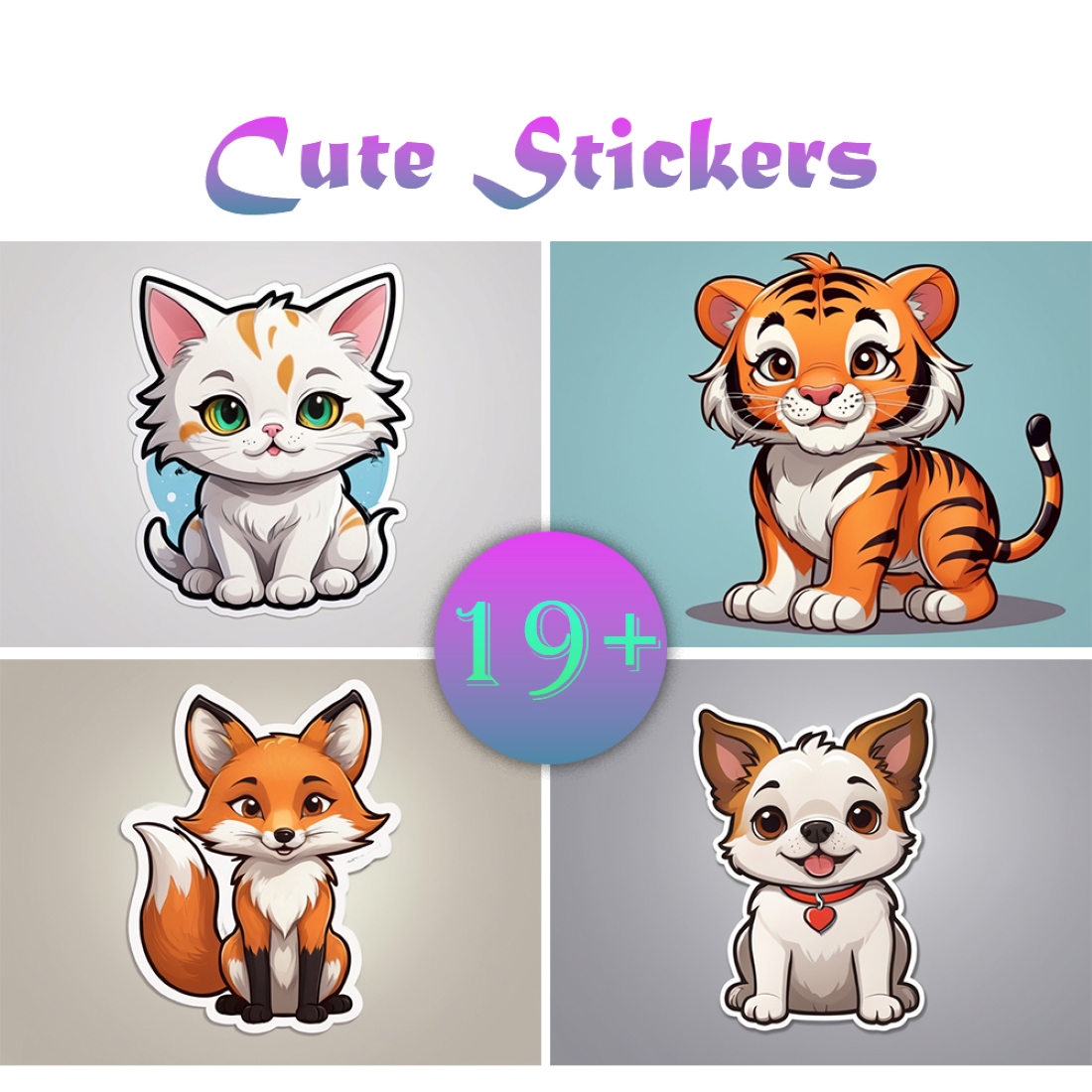 Die Animal stickers (20 illustrated sticker Bundle) cover image.