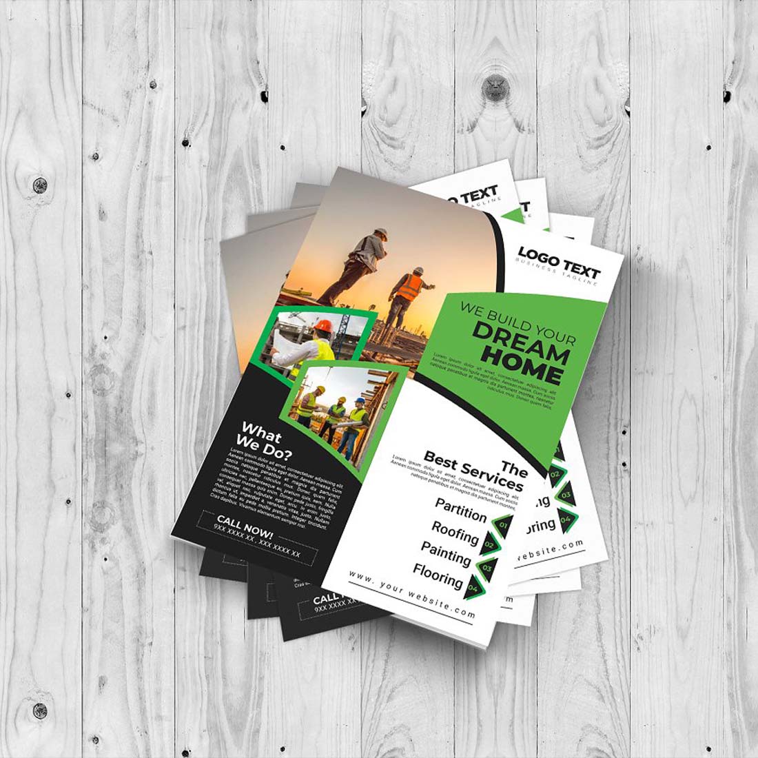 Construction Flyer Template preview image.