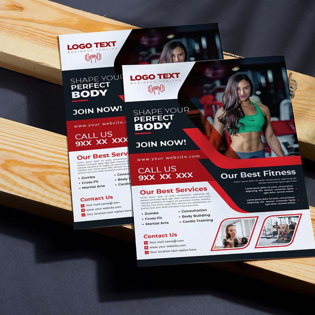 Fitness & Gym Flyer Templates preview image.