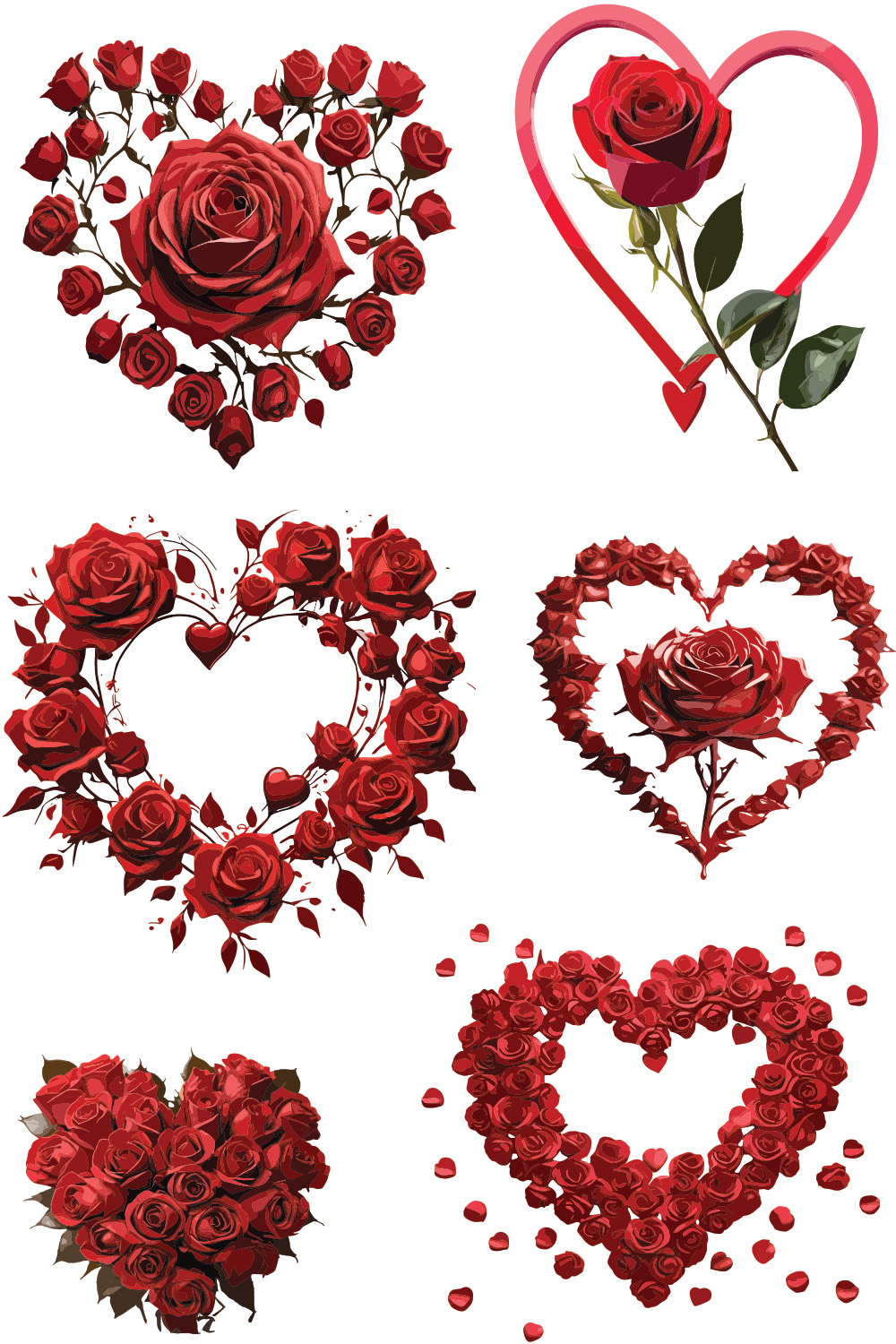 Heart shape red color rose flower pattern vector artwork pinterest preview image.