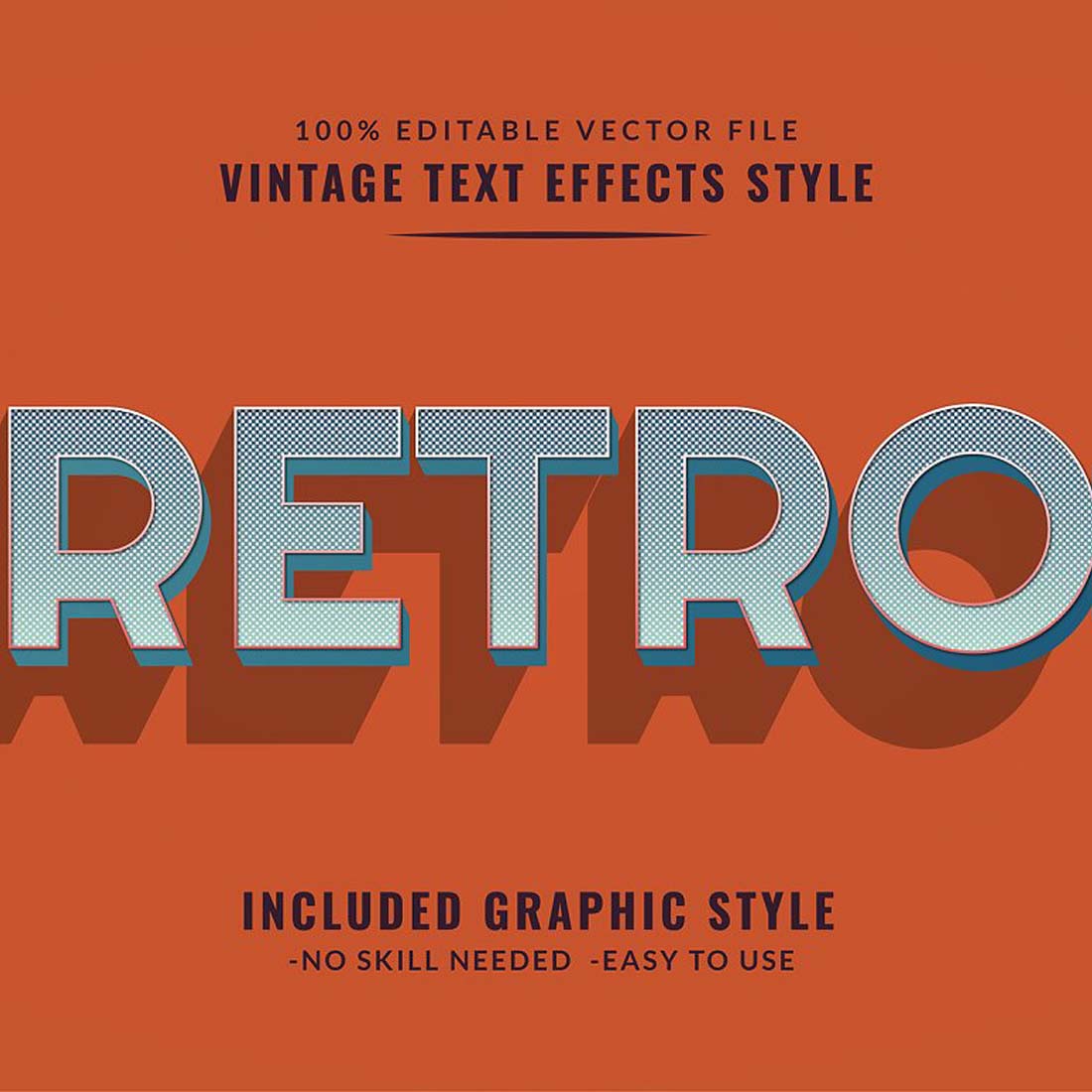 Retro Editable Text Effect preview image.