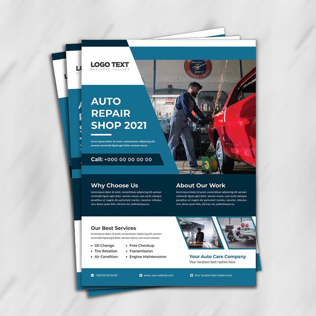 Auto Car Repair Flyer Design preview image.
