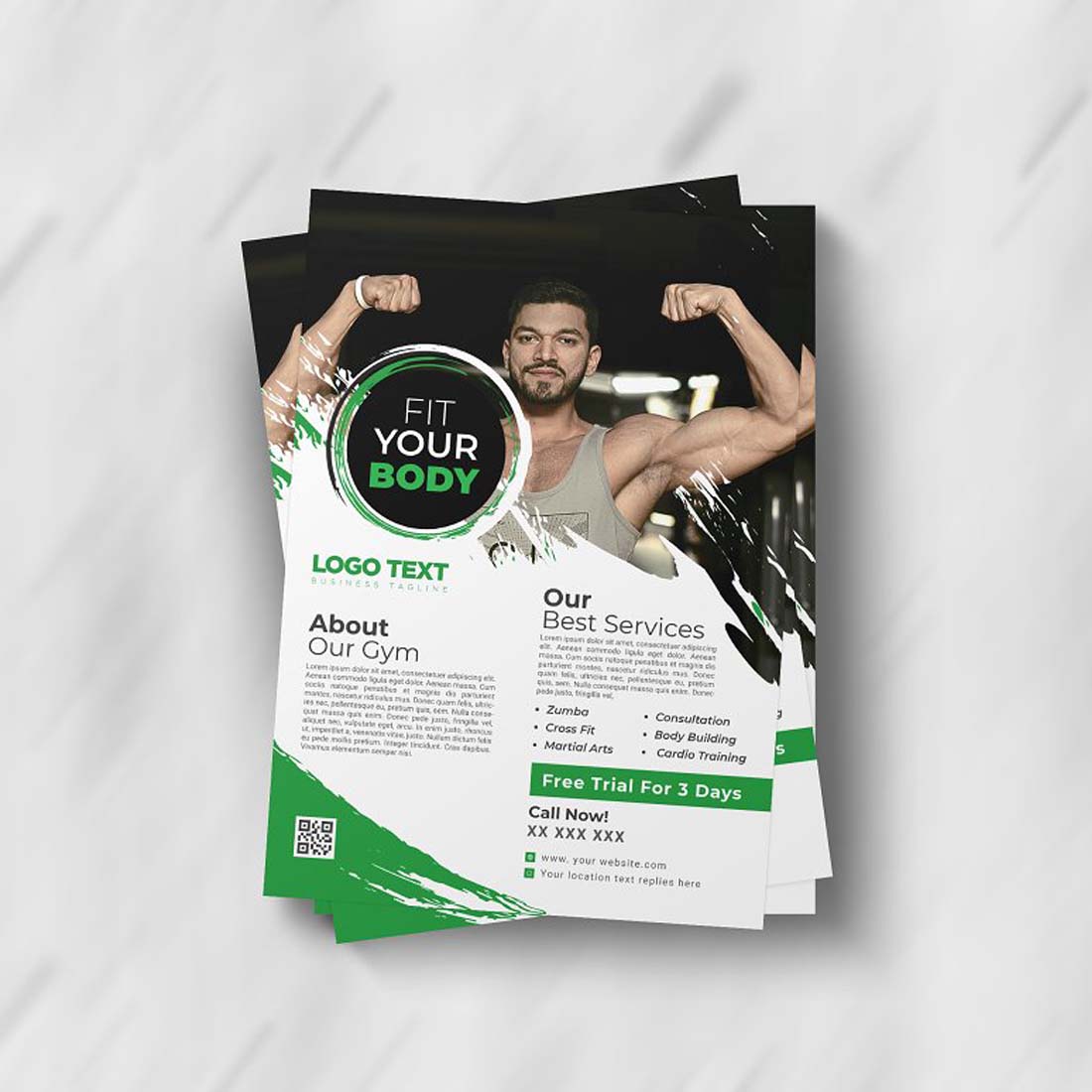 Modern Fitness Flyer Templates preview image.