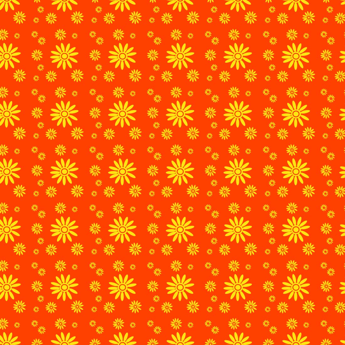 Orange color pattern with yellow flowers for fabrics, textiles, backgrounds and stationery preview image.