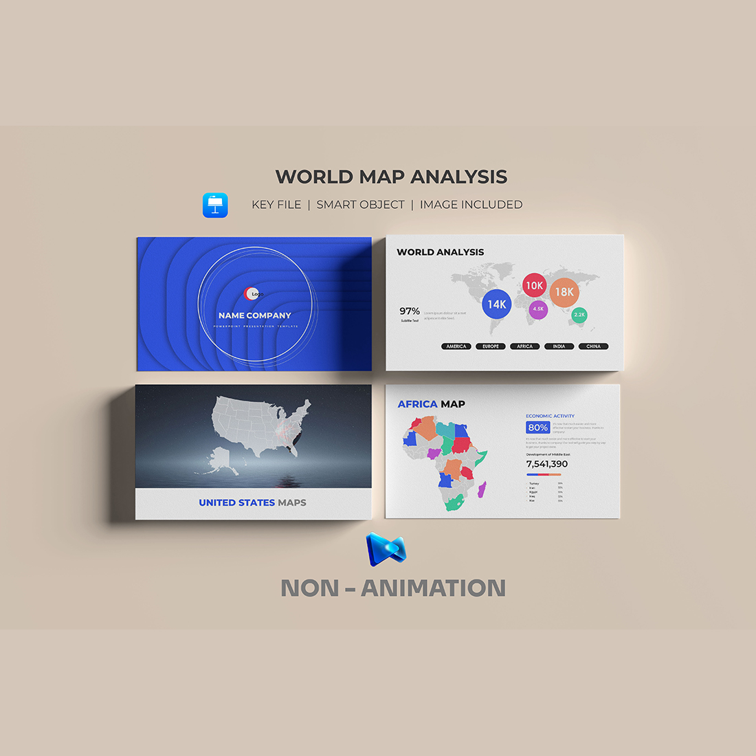 World Map Google Slide Presentation Template preview image.