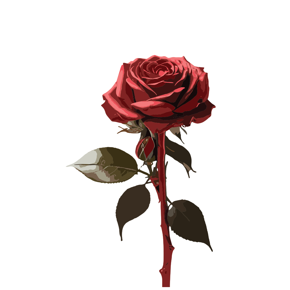 Vector realistic red color Rose flower stick preview image.