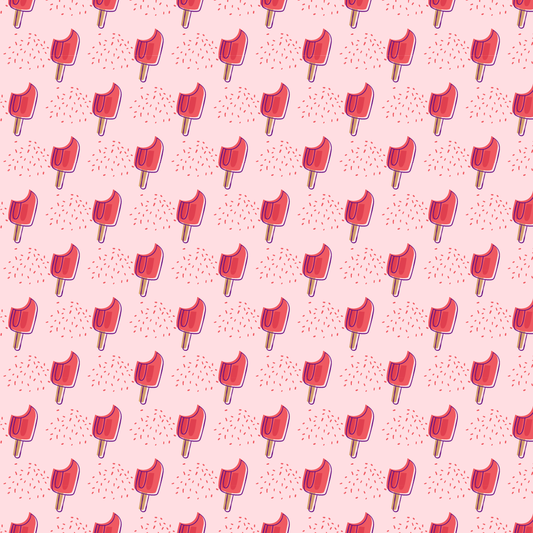 Hand drawn ice-creams pattern in pastel colors preview image.