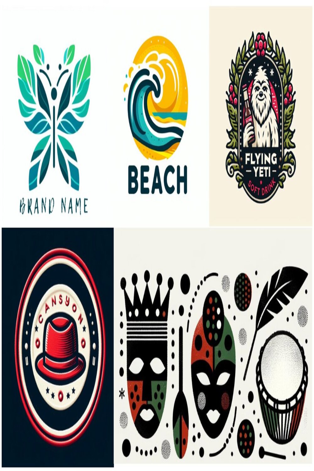 Minimal beach logo design pinterest preview image.