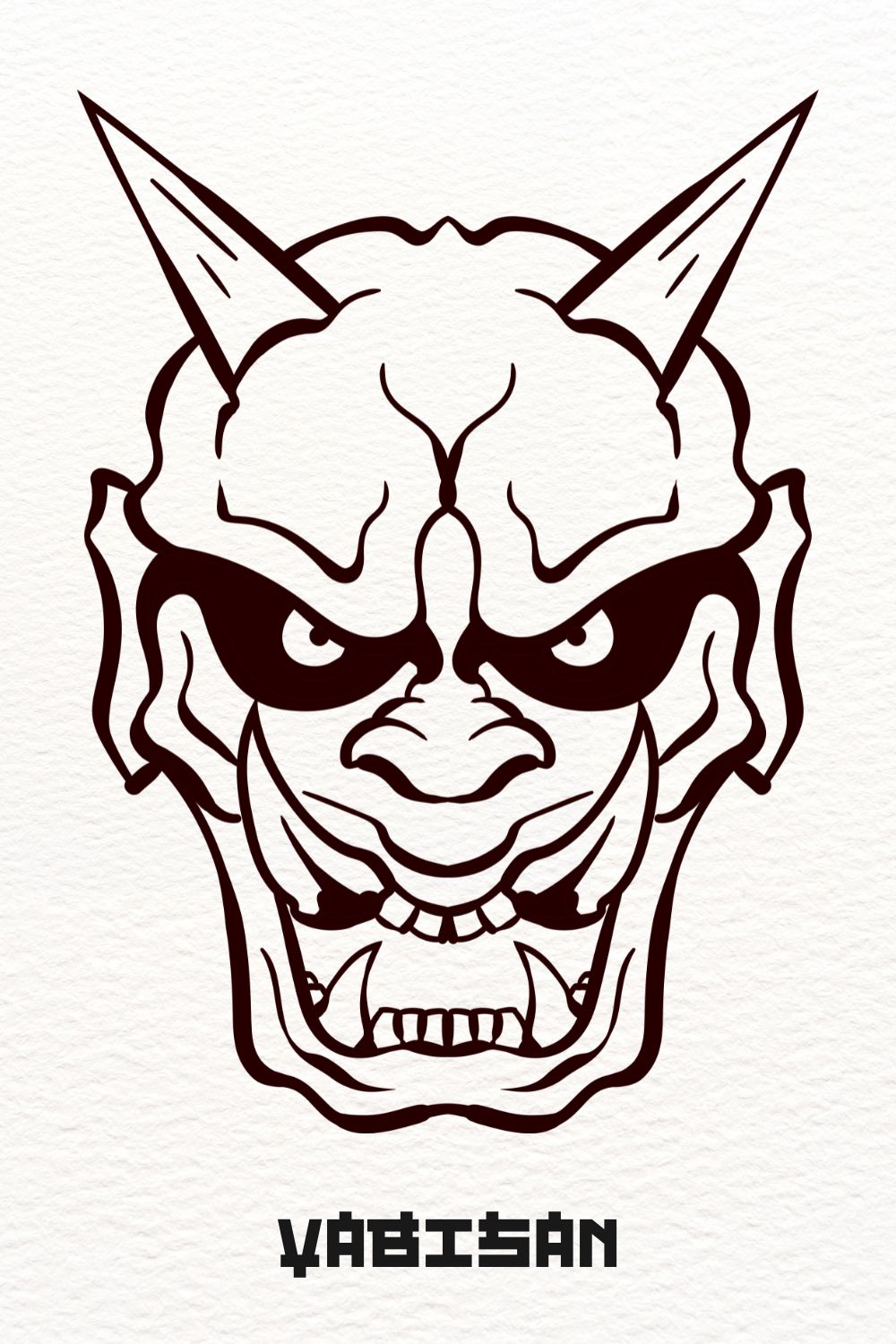 Oni Hannya Mask art 1 - outlined pinterest preview image.