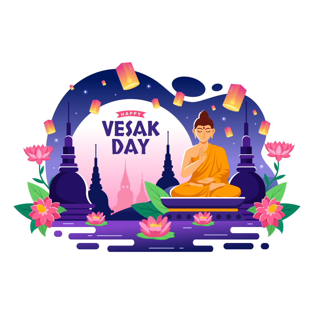 12 Vesak Day Celebration Illustration cover image.