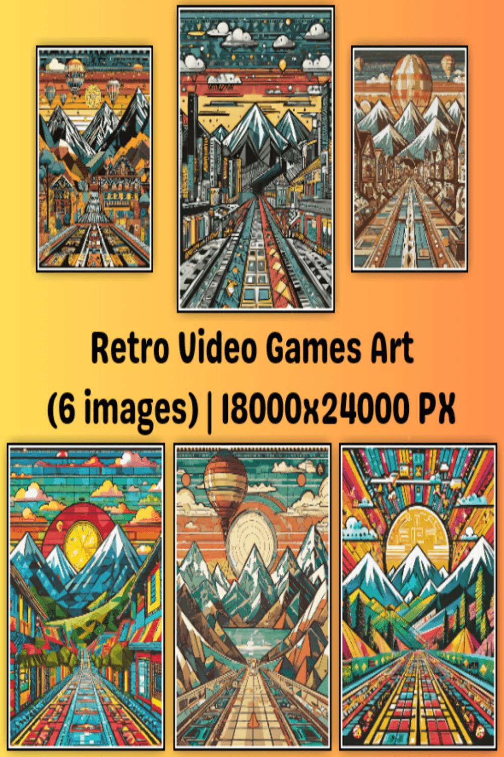 Pixel Nostalgia: Retro Video Games Artwork Wall Art Sets pinterest preview image.