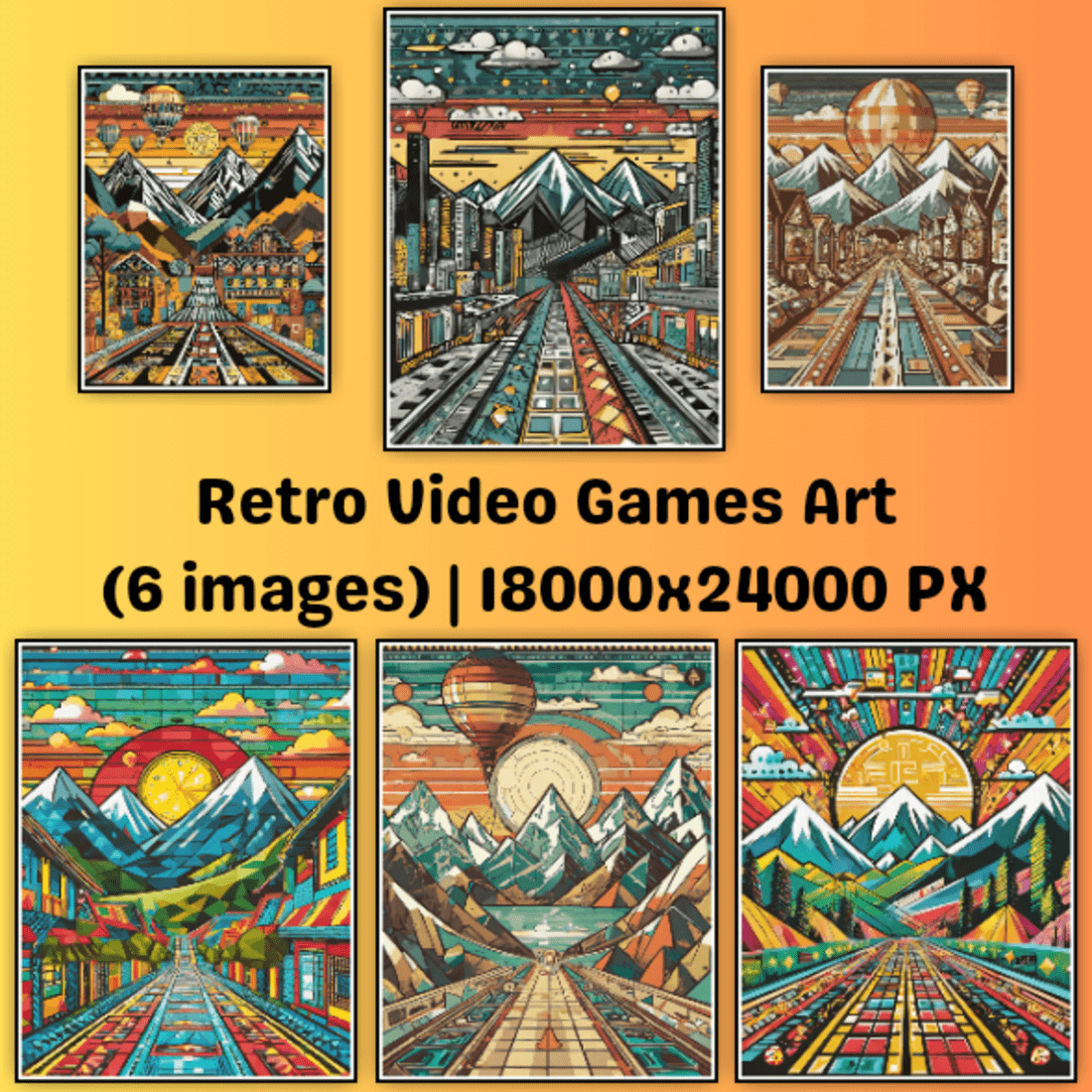Pixel Nostalgia: Retro Video Games Artwork Wall Art Sets preview image.