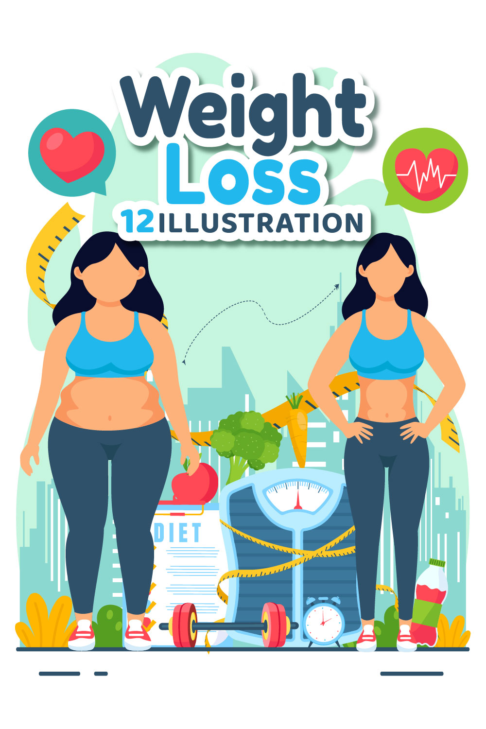 12 Weight Loss Illustration pinterest preview image.
