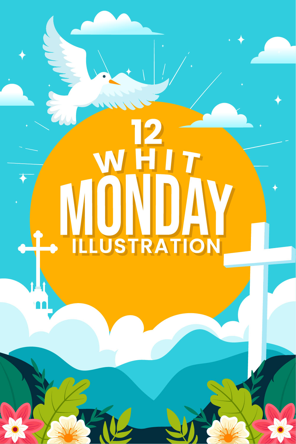 12 Whit Monday Illustration pinterest preview image.