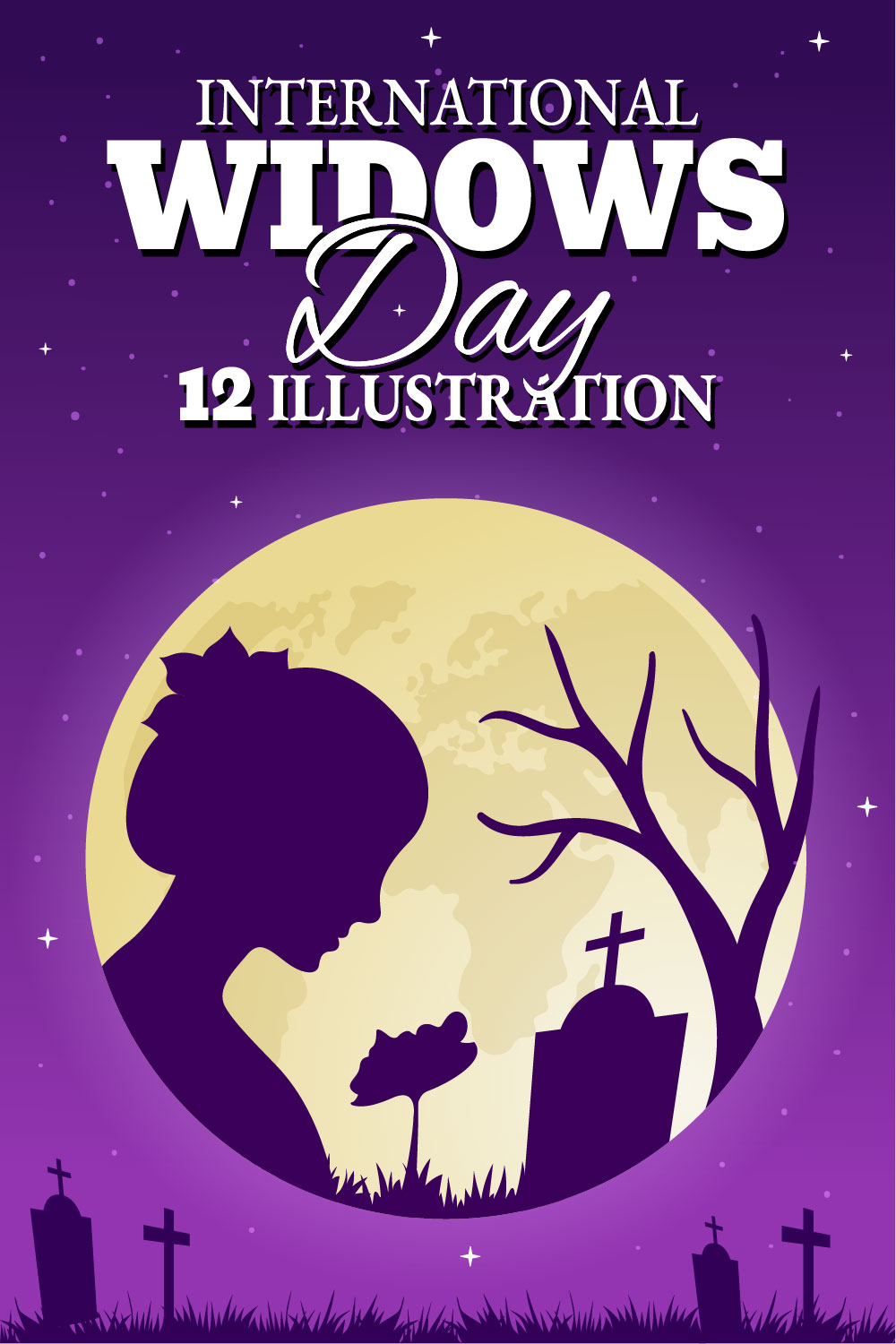 12 International Widows Day Illustration pinterest preview image.