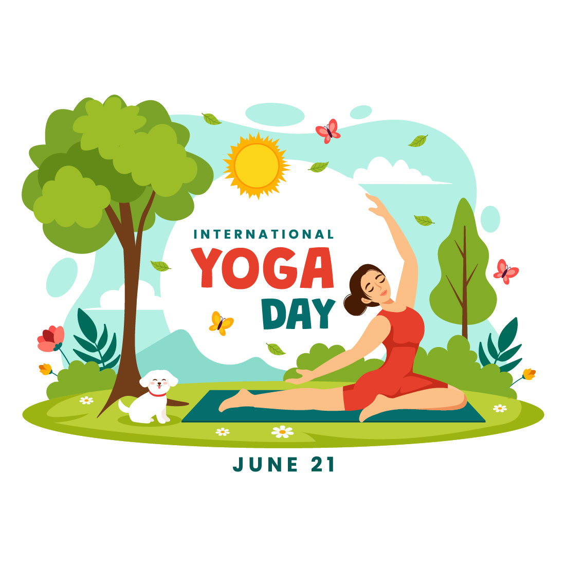 12 International Yoga Day Illustration preview image.
