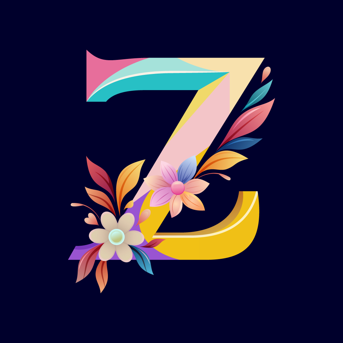 Floral alphabet Z Logo for wedding invitations, greeting card, birthday, logo, poster other ideas cover image.