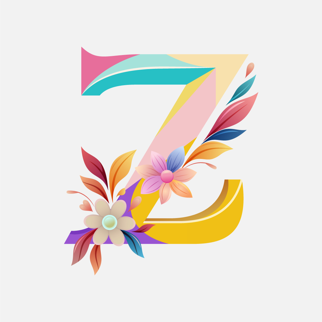 Floral alphabet Z Logo for wedding invitations, greeting card, birthday, logo, poster other ideas preview image.