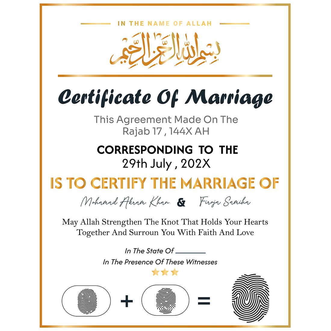 Certificate Of marriage for Islamic Verify preview image.