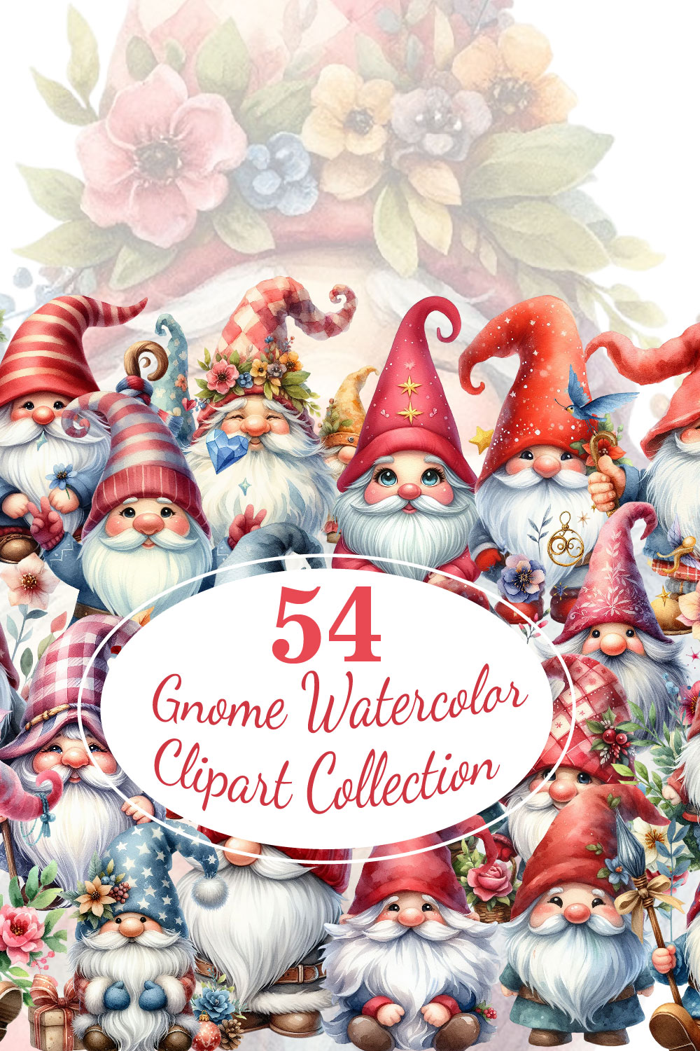 Cute Watercolor Gnome 54 PNG Clipart Collection pinterest preview image.