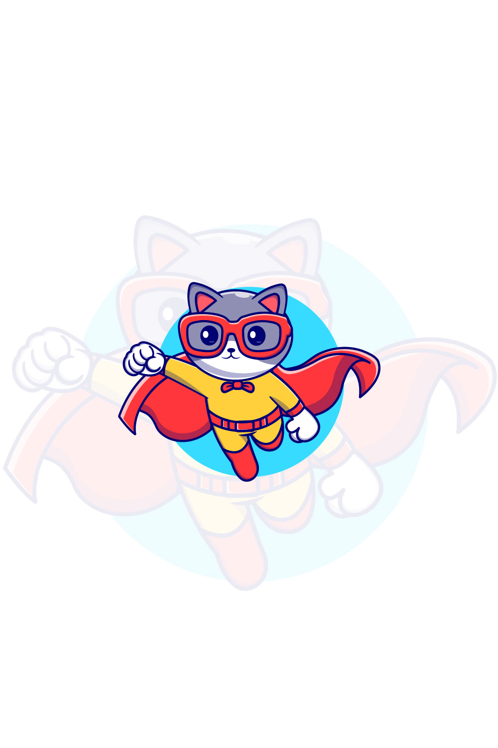 Cute Cat Super Hero Cartoon Vector Icon Graphic Design illustration pinterest preview image.