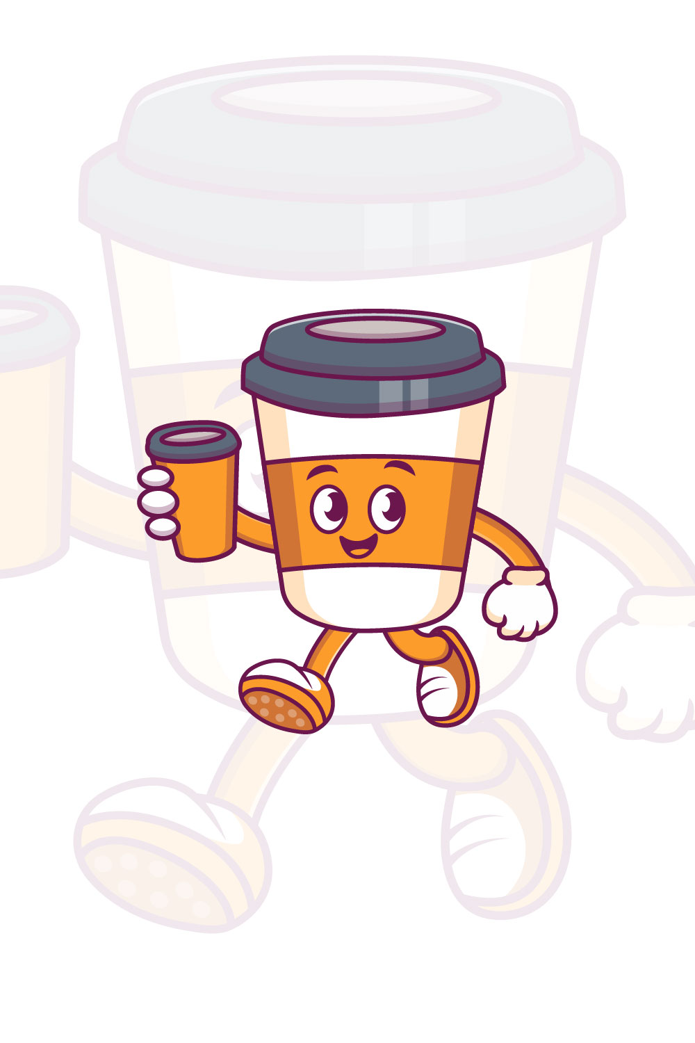 Cute coffee cup cartoon holding cup vector icon illustration pinterest preview image.