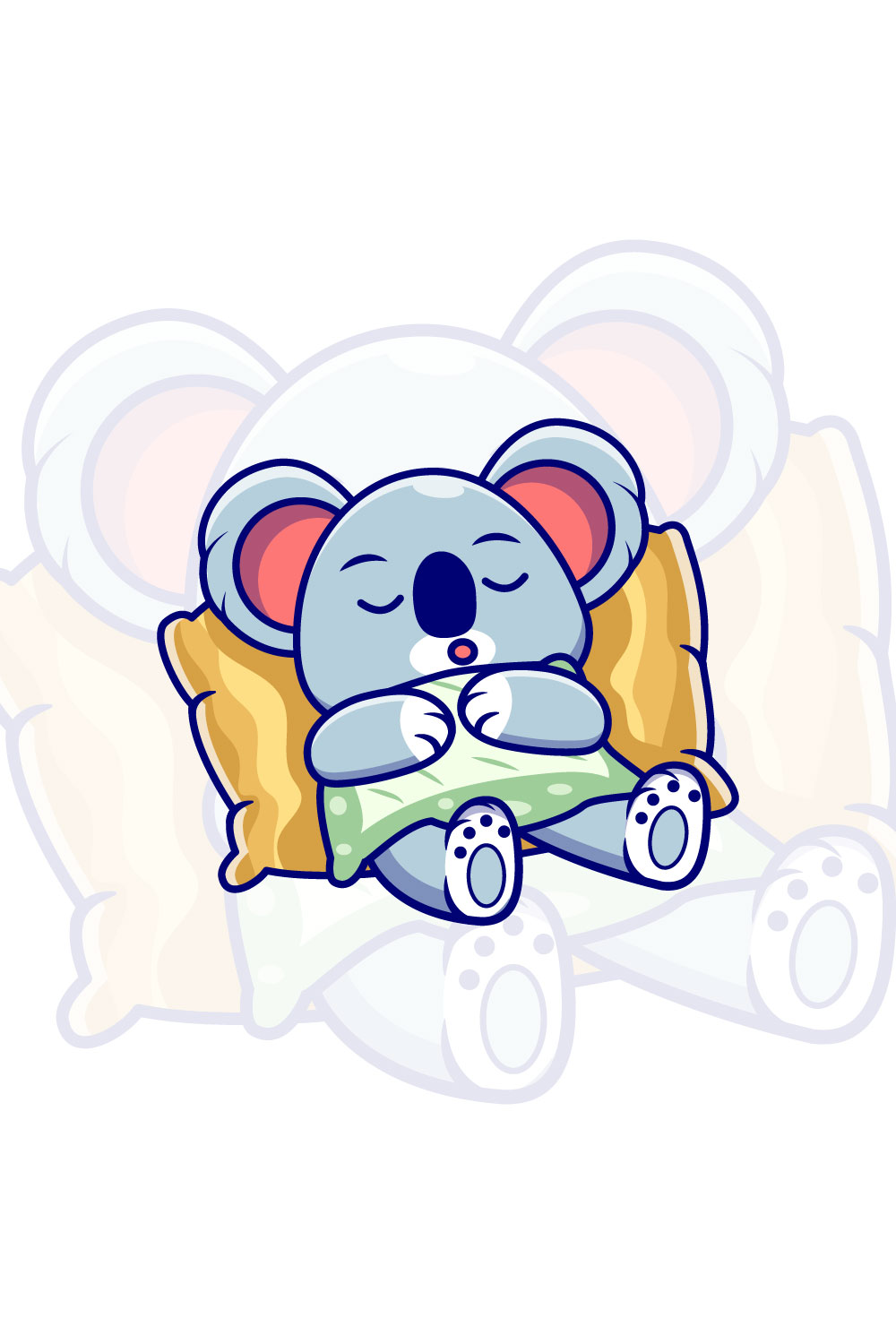 Cute koala sleeping on a pillow cartoon vector icon illustration pinterest preview image.