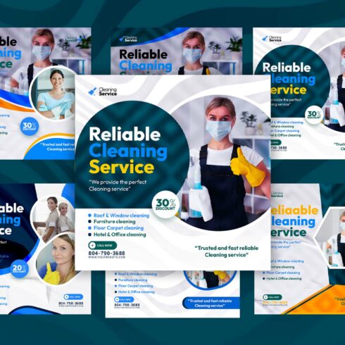 Cleaning Service Social Media Promotion Template cover image.