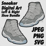 Air Jordan 11 Cool Grey JPEG PNG SVG right & left shoe bundle cover image.