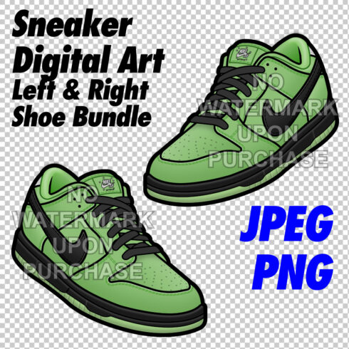 Dunk Low Powerpuff Girls Buttercup JPEG PNG Sneaker Art Right & Left Shoe Bundle cover image.