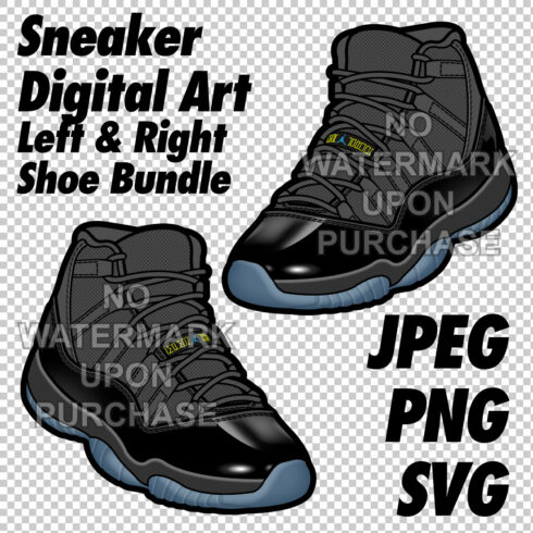 Air Jordan 11 Gamma Blue JPEG PNG SVG right & left shoe bundle Digital Download cover image.