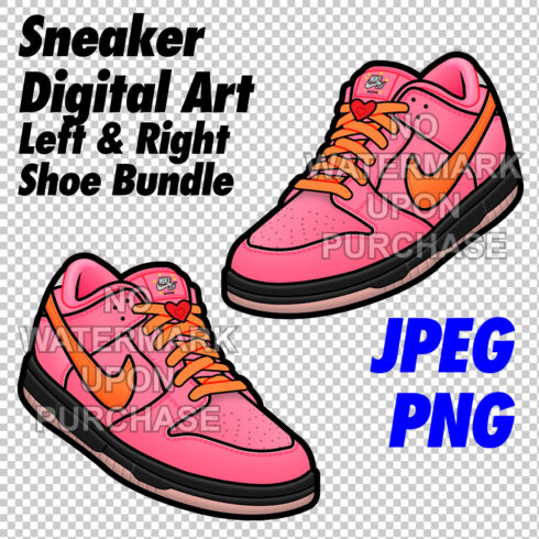 Dunk Low Powerpuff Girls Blossom JPEG PNG Sneaker Art right & left shoe bundle cover image.