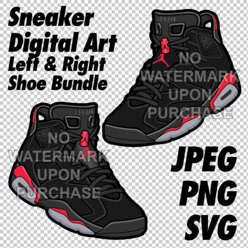 Air Jordan 6 Black Infrared JPEG PNG SVG right & left shoe bundle cover image.