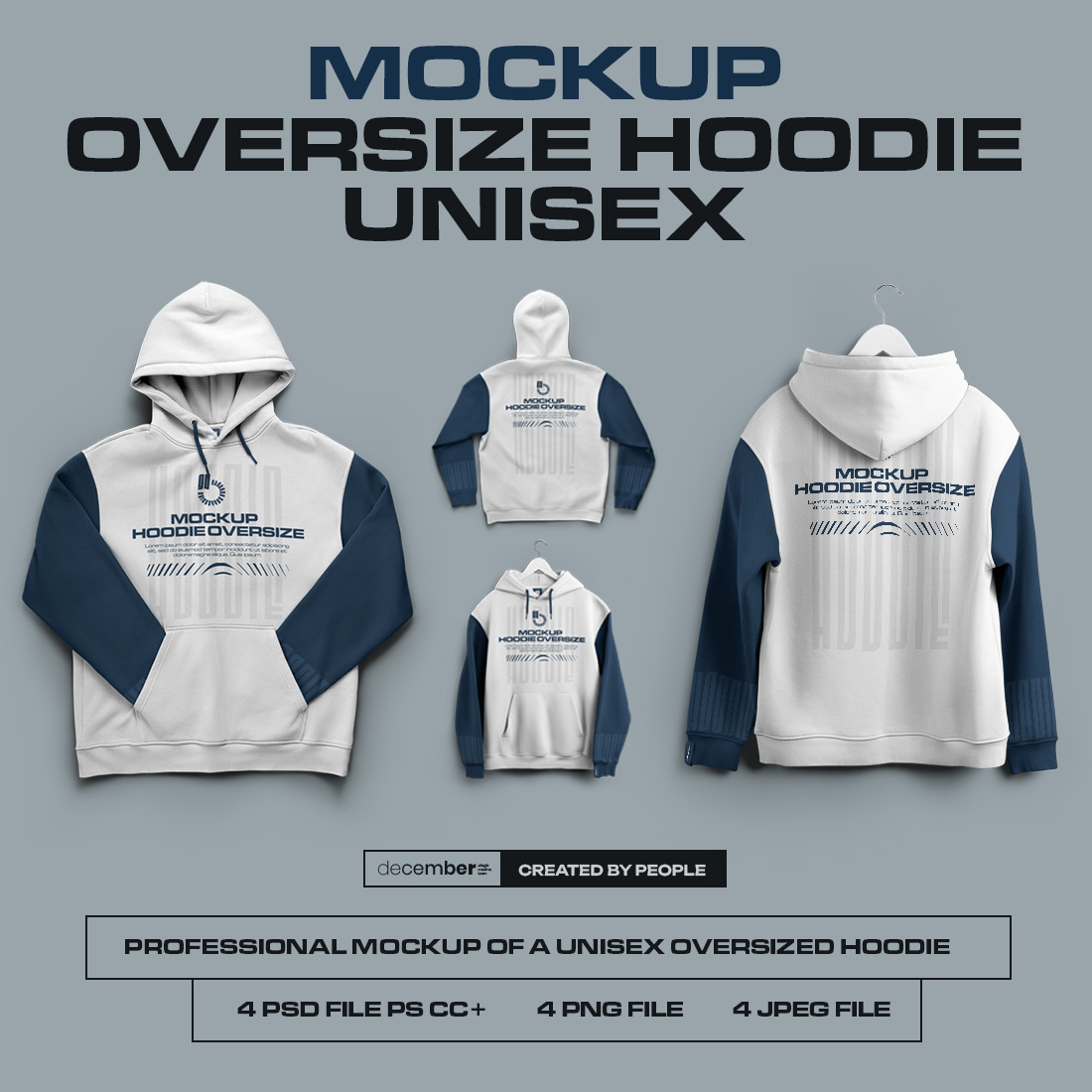 4 Mockups Unisex Oversize Hoodie cover image.