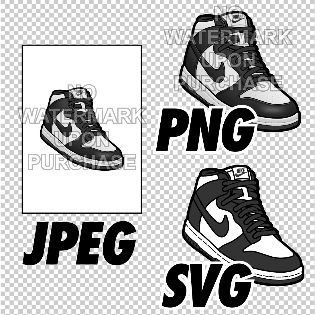 Dunk High Panda JPEG PNG SVG right & left shoe bundle preview image.