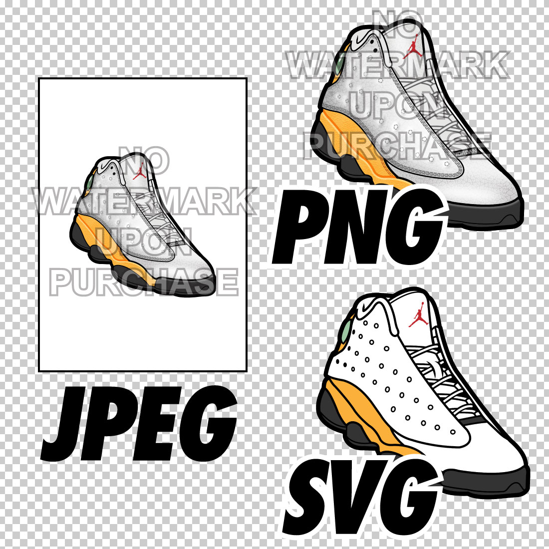 Air Jordan 13 Del Sol JPEG PNG SVG right & left shoe bundle preview image.