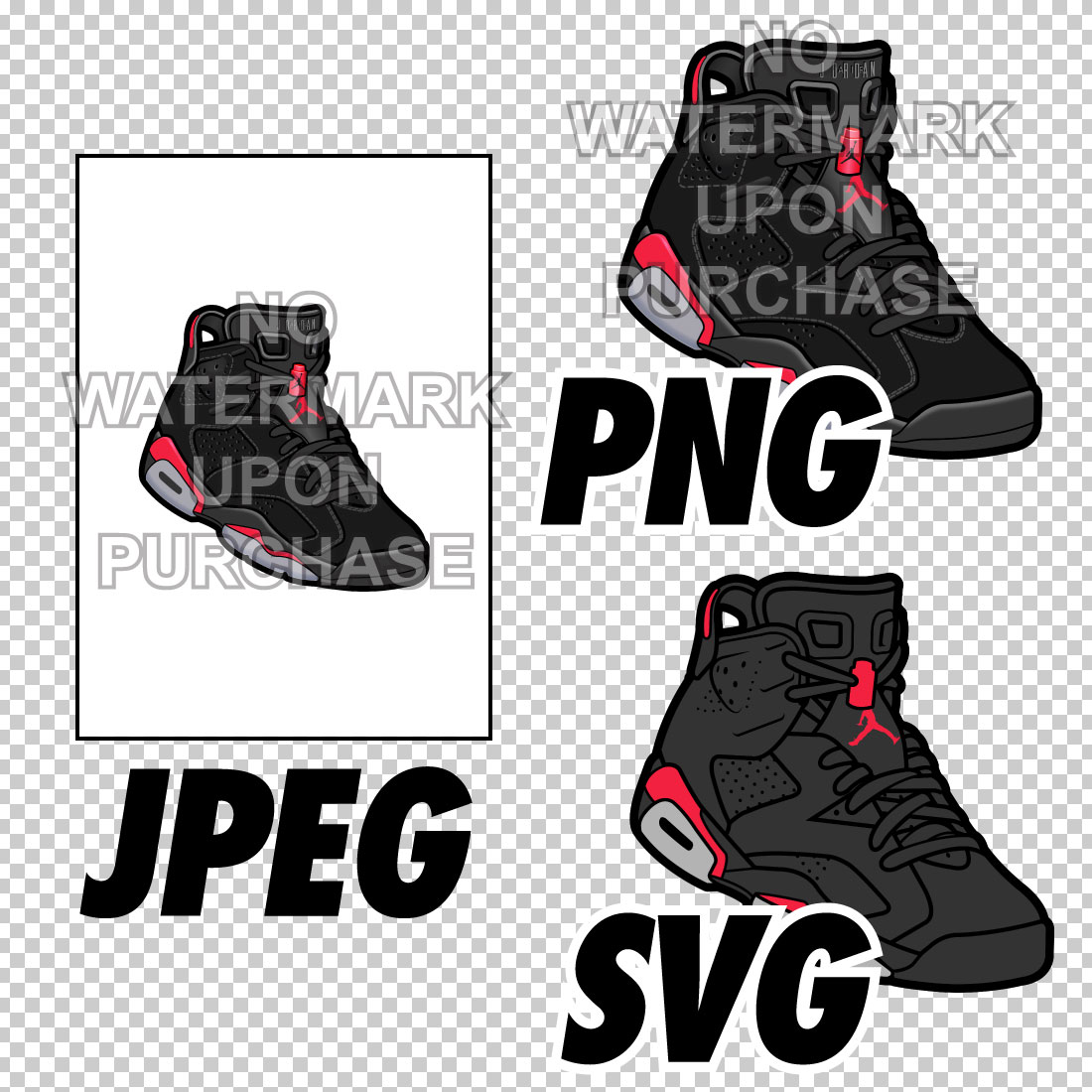 Air Jordan 6 Black Infrared JPEG PNG SVG right & left shoe bundle preview image.
