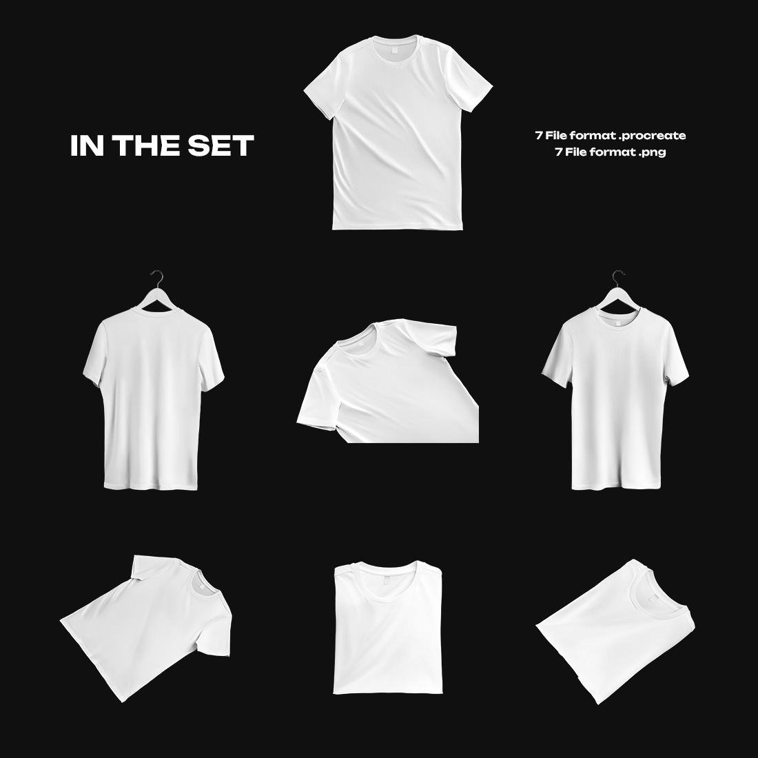 7 Mockups Classic Unisex T-Shirt for Procreate preview image.