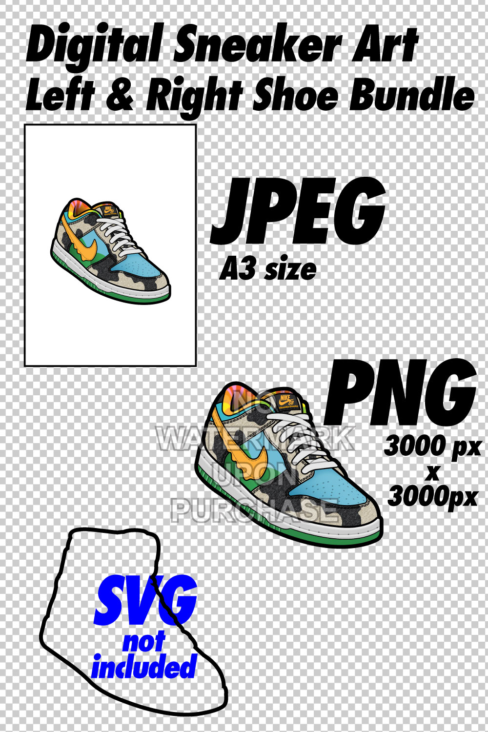 Dunk Low Chunky Dunky JPEG PNG Sneaker Art Right & Left Shoe Bundle pinterest preview image.