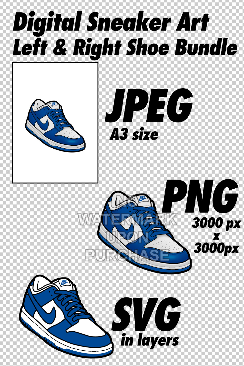 Dunk Low Kentucky JPEG PNG SVG right & left shoe bundle pinterest preview image.