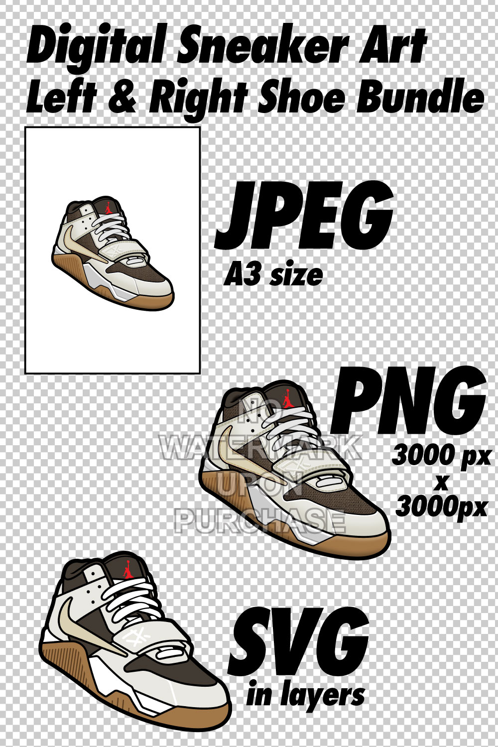 Jumpman Jack Sail JPEG PNG SVG right & left shoe bundle pinterest preview image.