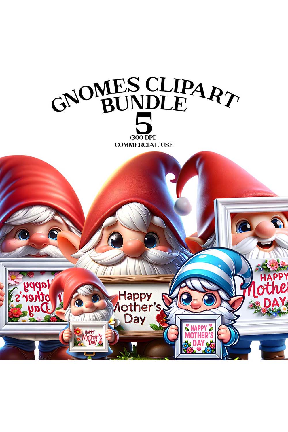 Mothers Day Gnome Clipart Bundle | Clipart Bundle pinterest preview image.