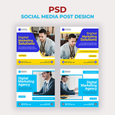 Digital Marketing Social Media Banner and Instagram Post Design Template cover image.